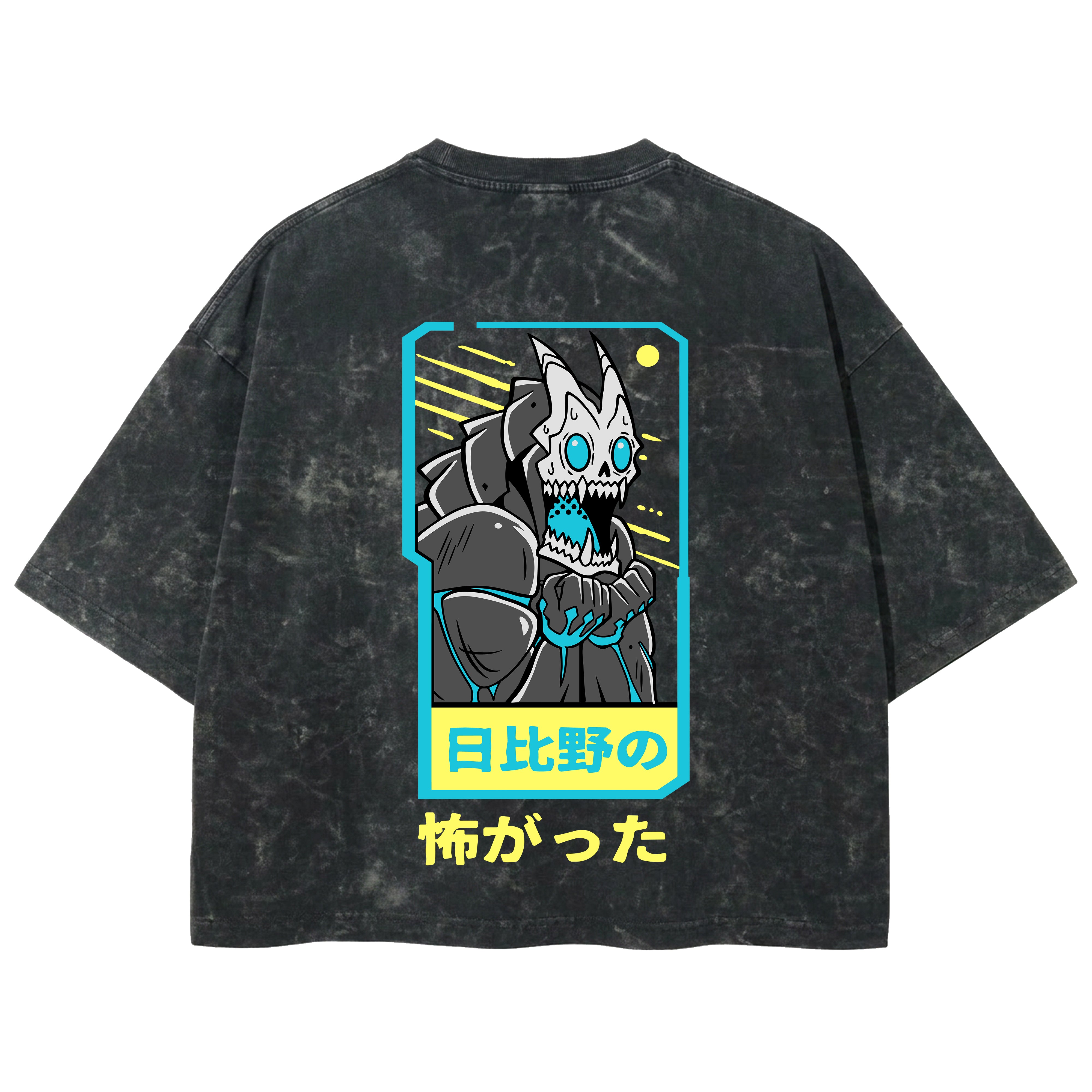Playera streetwear premium de anime y gaming ExtraLife MX, corte boxy deluxe mineral wash heavyweight en color Acid Wash, moda urbana mexicana de culto.
