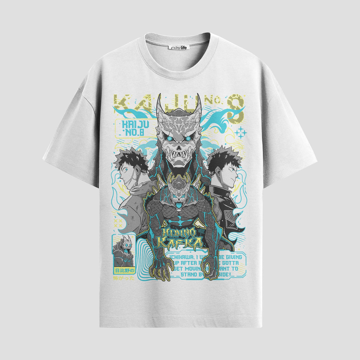 Playera urbana de anime y gaming ExtraLife MX, corte Classic Premium unisex ligero y transpirable en color Deep Black y Pure White, ropa de uso diario para gym y casual.