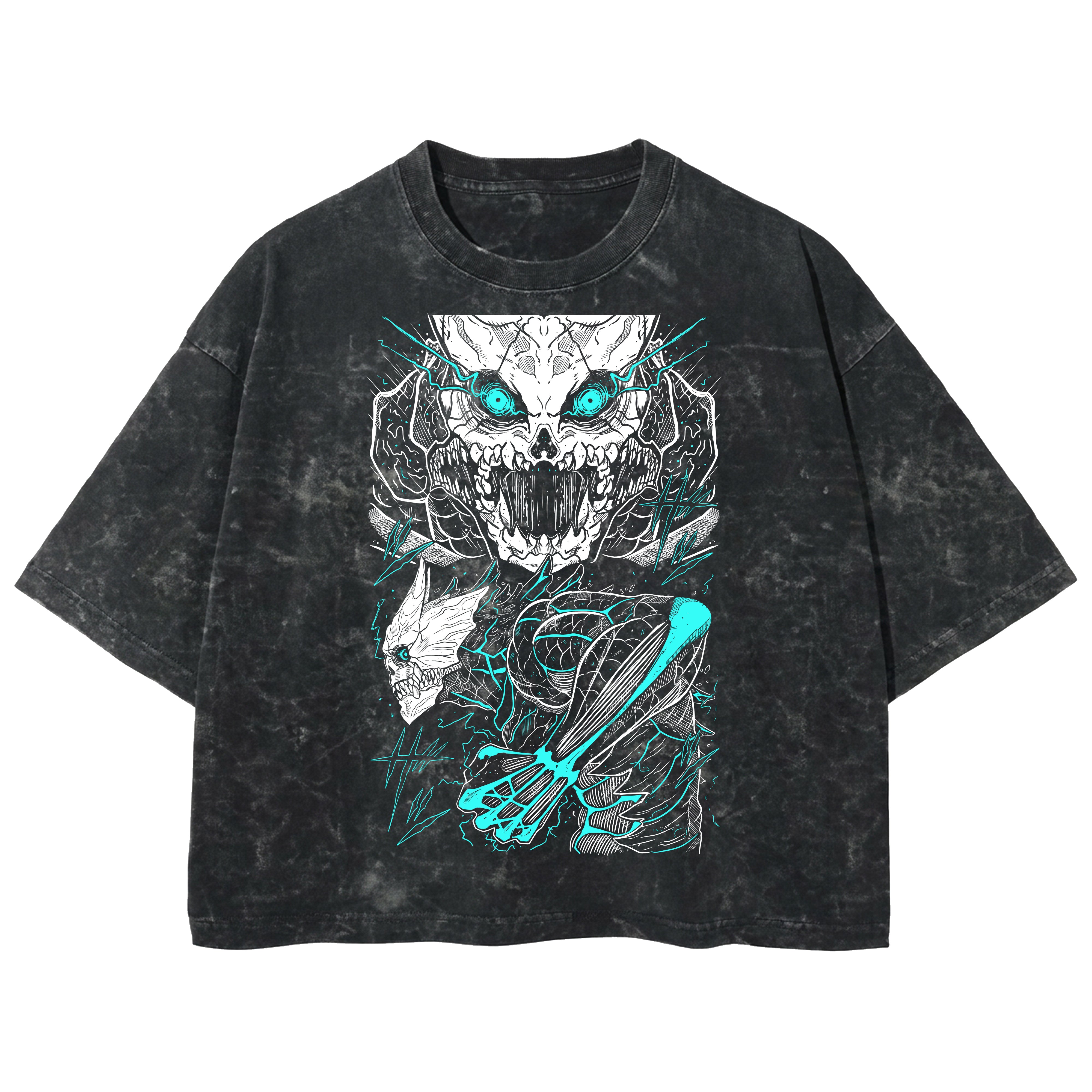 Playera streetwear premium de anime y gaming ExtraLife MX, corte boxy deluxe mineral wash heavyweight en color Acid Wash, moda urbana mexicana de culto.