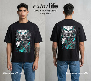 Defensa Anti-Monstruo | El Cuerpo del Bien #02028 - Playera Oversized Premium | Deep Black - Foto en modelo