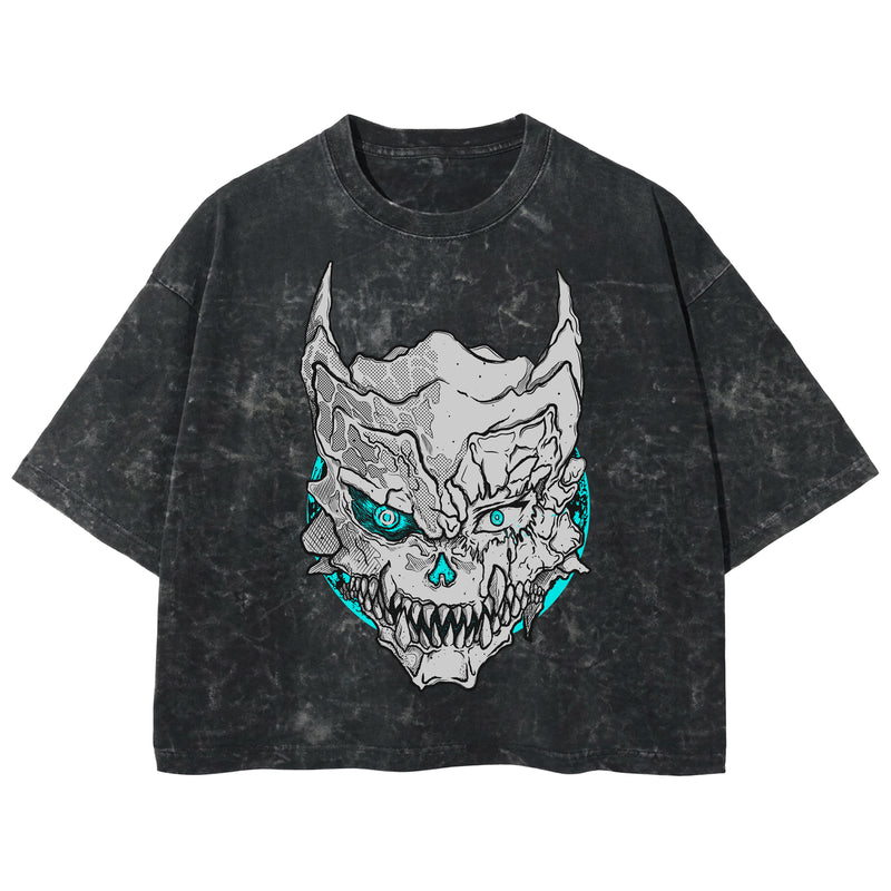 Playera streetwear premium de anime y gaming ExtraLife MX, corte boxy deluxe mineral wash heavyweight en color Acid Wash, moda urbana mexicana de culto.