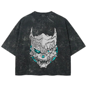 Playera streetwear premium de anime y gaming ExtraLife MX, corte boxy deluxe mineral wash heavyweight en color Acid Wash, moda urbana mexicana de culto.