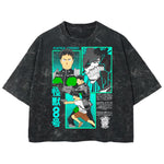 Playera streetwear premium de anime y gaming ExtraLife MX, corte boxy deluxe mineral wash heavyweight en color Acid Wash, moda urbana mexicana de culto.