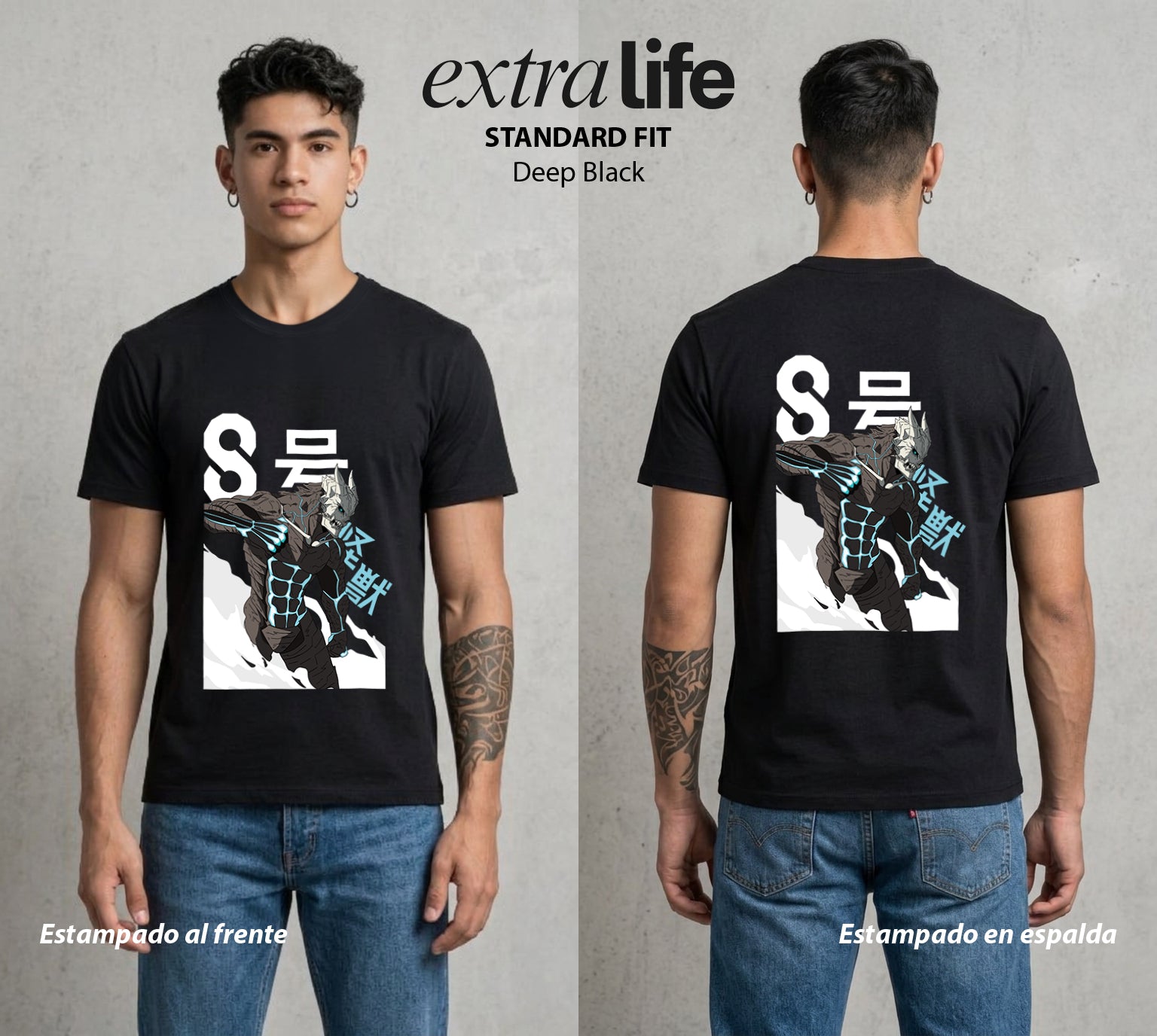 Defensa Anti-Monstruo | El Kaiju del Bien #02034 - Playera Standard Fit | Deep Black - Foto en modelo