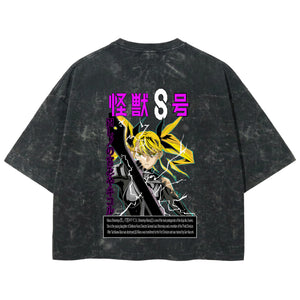 Playera streetwear premium de anime y gaming ExtraLife MX, corte boxy deluxe mineral wash heavyweight en color Acid Wash, moda urbana mexicana de culto.