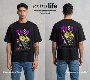 Defensa Anti-Monstruo | La Hija del General #02036 - Playera Oversized Premium | Deep Black - Foto en modelo