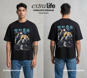 Defensa Anti-Monstruo | La Presidenta del Consejo #02037 - Playera Oversized Premium | Deep Black - Foto en modelo