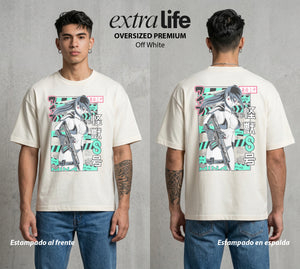 Defensa Anti-Monstruo | La Primera Capitana #02038 - Playera Oversized Premium | Off White - Foto en modelo