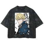 Playera streetwear premium de anime y gaming ExtraLife MX, corte boxy deluxe mineral wash heavyweight en color Acid Wash, moda urbana mexicana de culto.