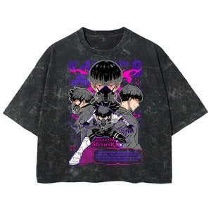 Playera streetwear premium de anime y gaming ExtraLife MX, corte boxy deluxe mineral wash heavyweight en color Acid Wash, moda urbana mexicana de culto.