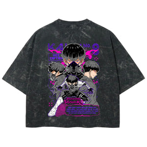 Playera streetwear premium de anime y gaming ExtraLife MX, corte boxy deluxe mineral wash heavyweight en color Acid Wash, moda urbana mexicana de culto.