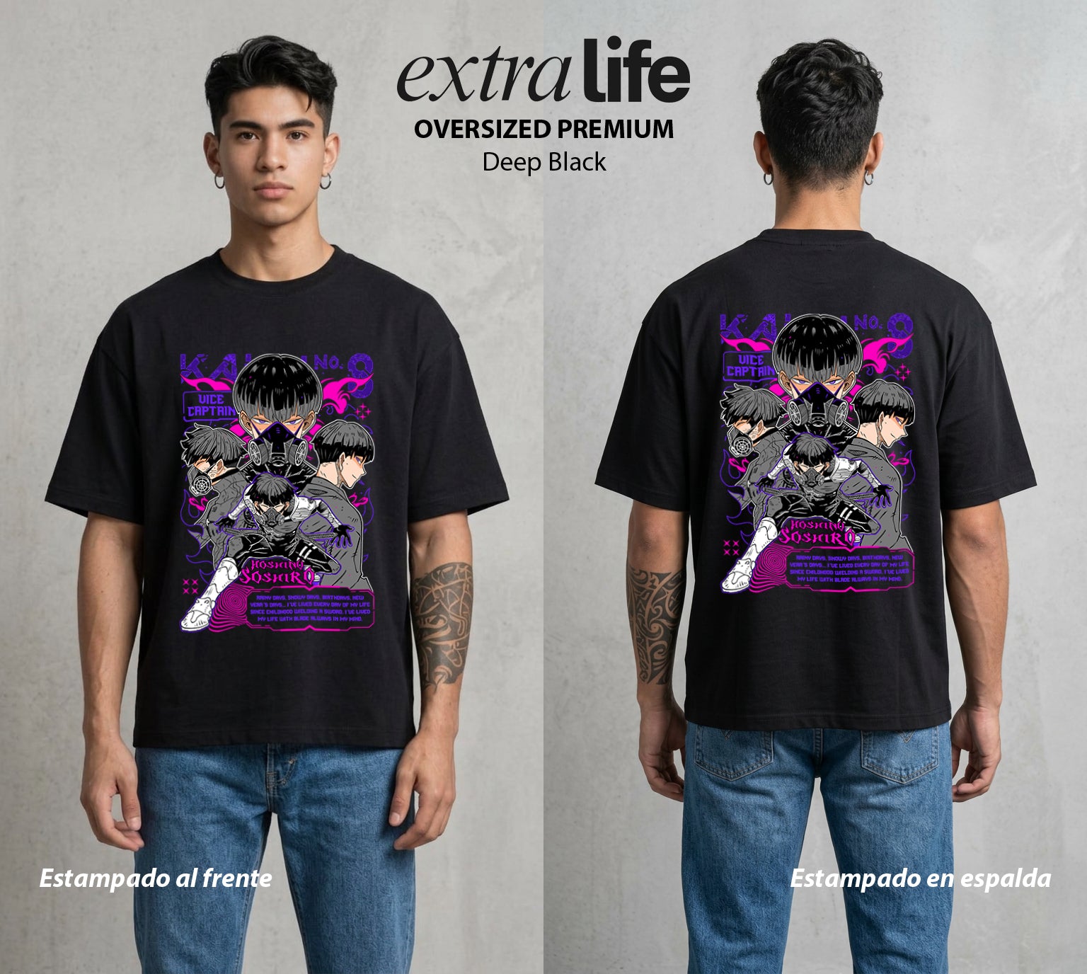 Defensa Anti-Monstruo | El Capitan del Bien #02040 - Playera Oversized Premium | Deep Black - Foto en modelo