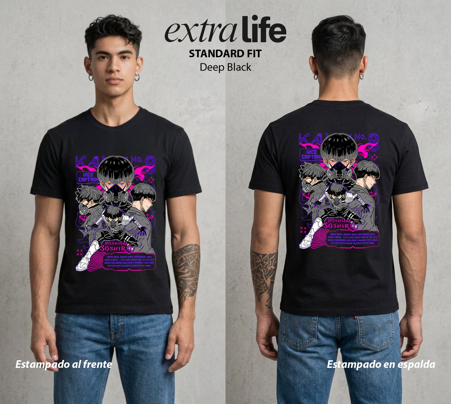 Defensa Anti-Monstruo | El Capitan del Bien #02040 - Playera Standard Fit | Deep Black - Foto en modelo
