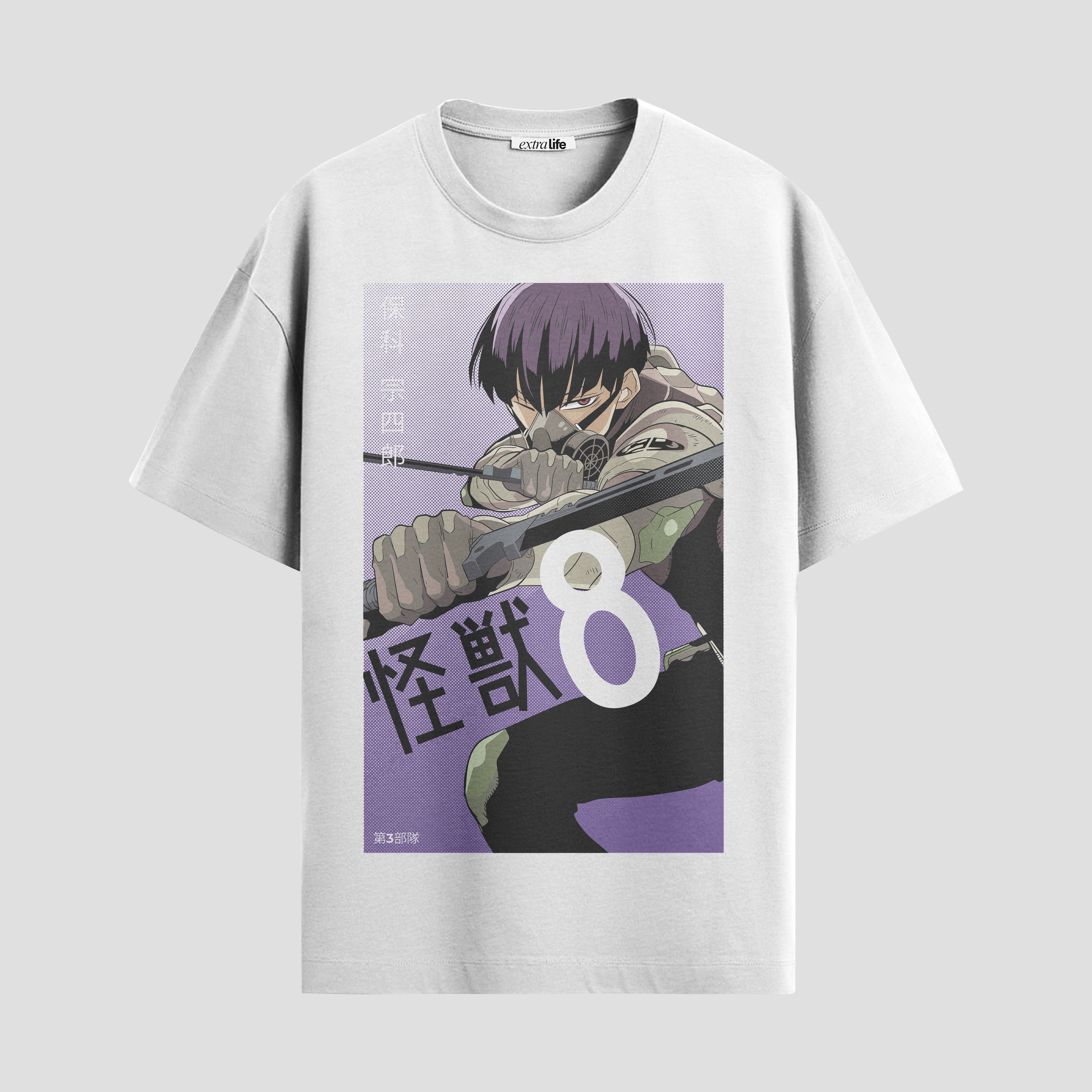 Playera urbana de anime y gaming ExtraLife MX, corte Standard Fit unisex ligero y transpirable en color Deep Black y Pure White, ropa de uso diario para gym y casual.