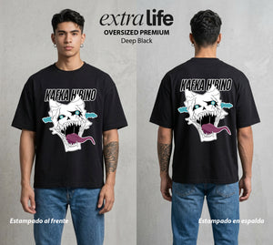 Defensa Anti-Monstruo | El Cuerpo del Bien #02042 - Playera Oversized Premium | Deep Black - Foto en modelo