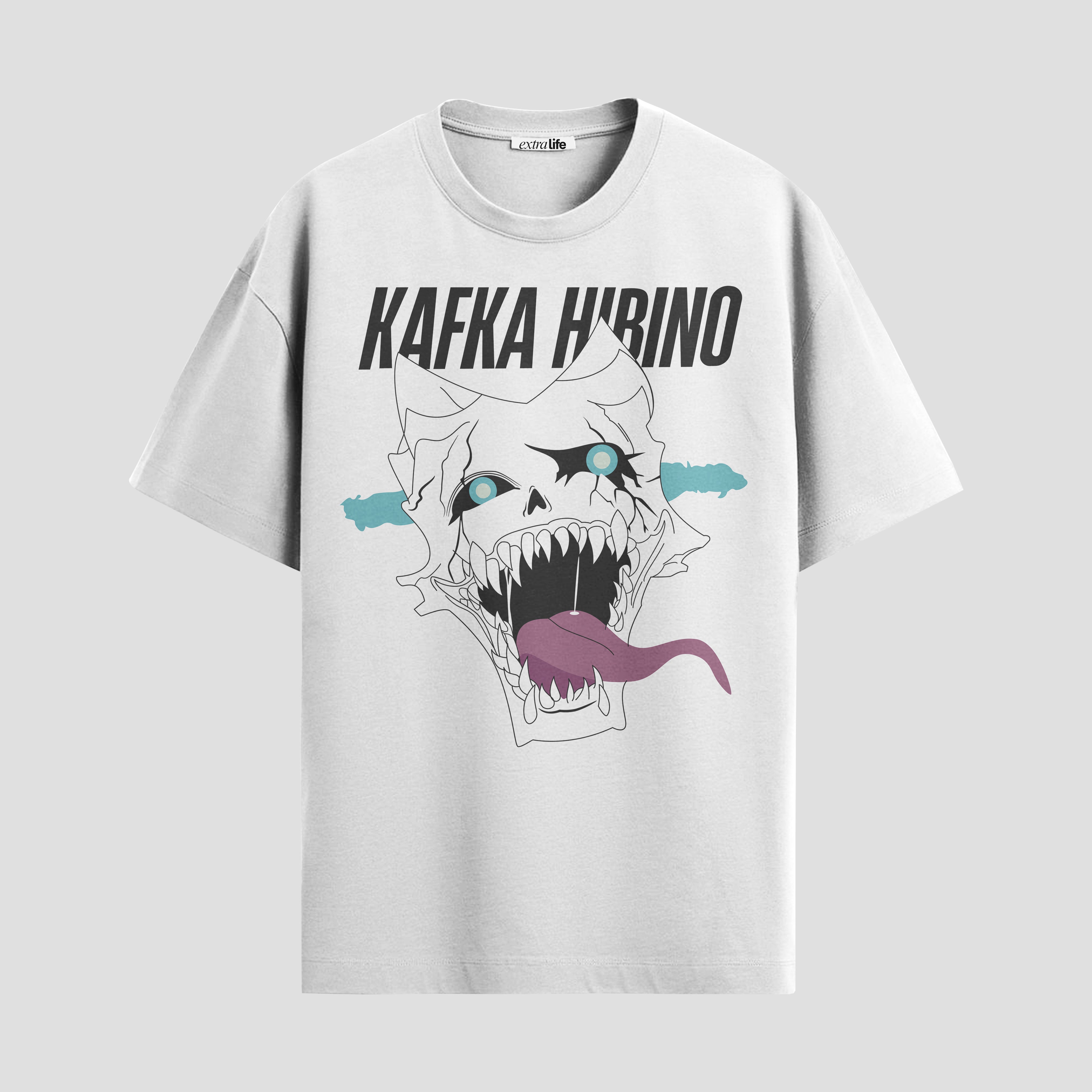 Playera urbana de anime y gaming ExtraLife MX, corte Standard Fit unisex ligero y transpirable en color Deep Black y Pure White, ropa de uso diario para gym y casual.