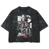 Playera streetwear premium de anime y gaming ExtraLife MX, corte boxy deluxe mineral wash heavyweight en color Acid Wash, moda urbana mexicana de culto.