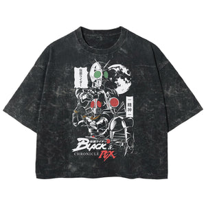 Playera streetwear premium de anime y gaming ExtraLife MX, corte boxy deluxe mineral wash heavyweight en color Acid Wash, moda urbana mexicana de culto.