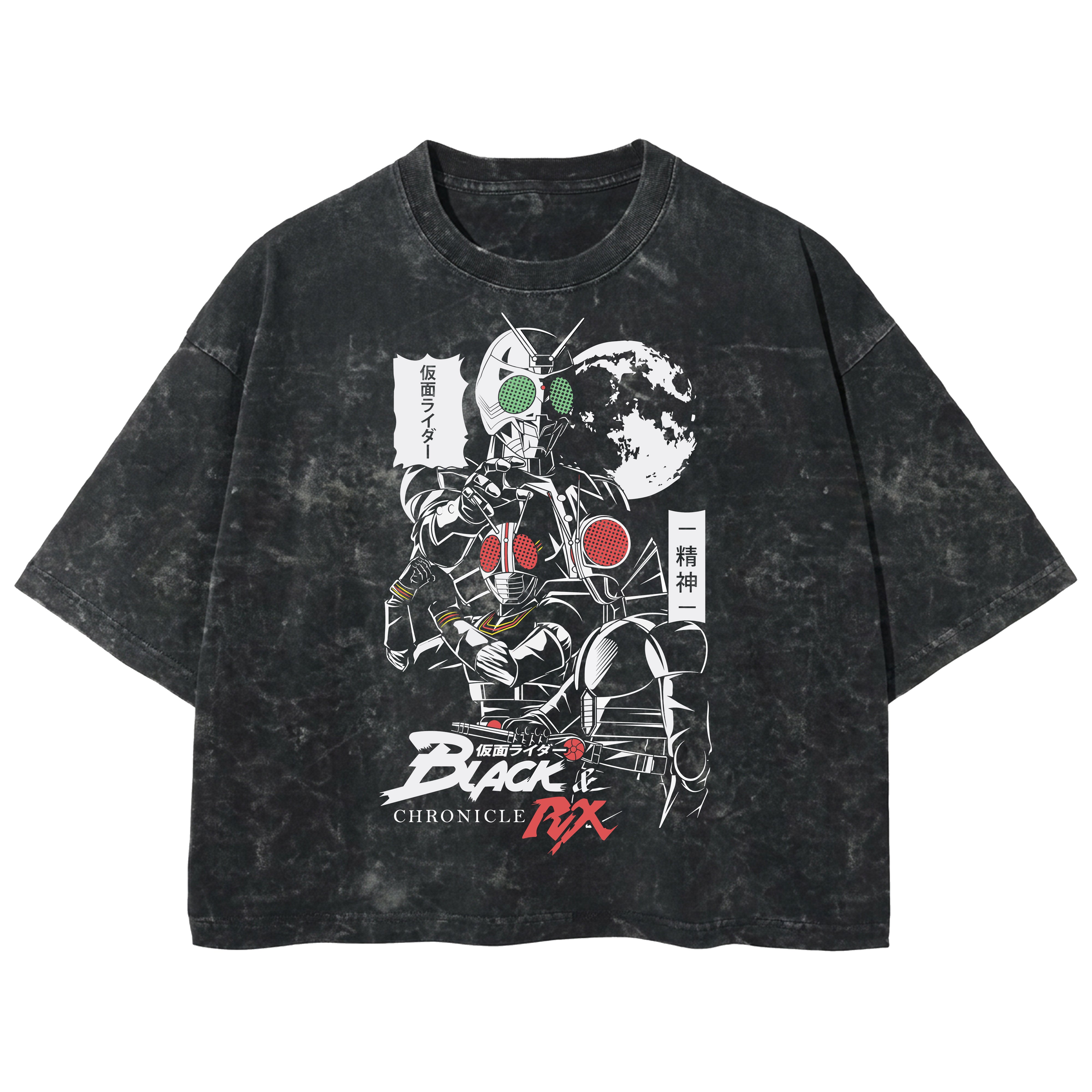 Playera streetwear premium de anime y gaming ExtraLife MX, corte boxy deluxe mineral wash heavyweight en color Acid Wash, moda urbana mexicana de culto.