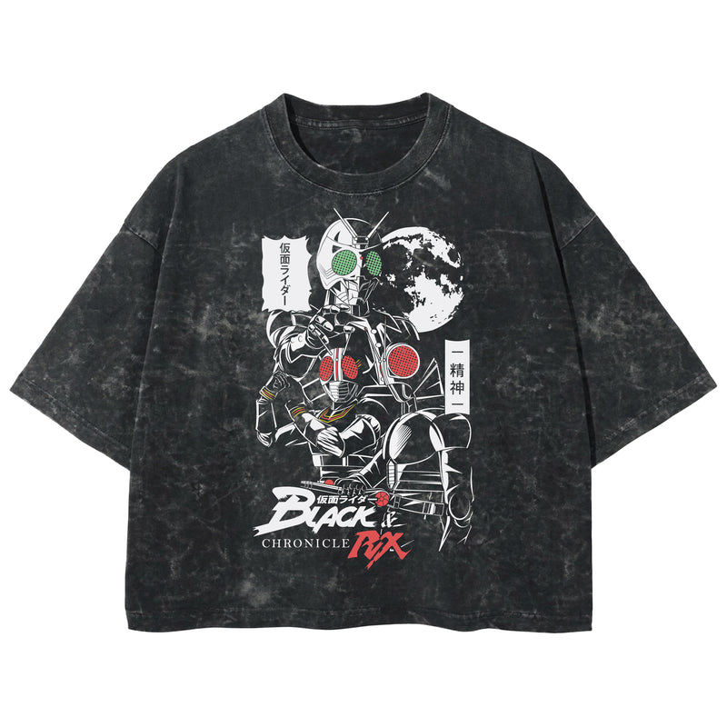 Playera streetwear premium de anime y gaming ExtraLife MX, corte boxy deluxe mineral wash heavyweight en color Acid Wash, moda urbana mexicana de culto.