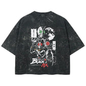Playera streetwear premium de anime y gaming ExtraLife MX, corte boxy deluxe mineral wash heavyweight en color Acid Wash, moda urbana mexicana de culto.