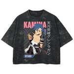 Playera streetwear premium de anime y gaming ExtraLife MX, corte boxy deluxe mineral wash heavyweight en color Acid Wash, moda urbana mexicana de culto.