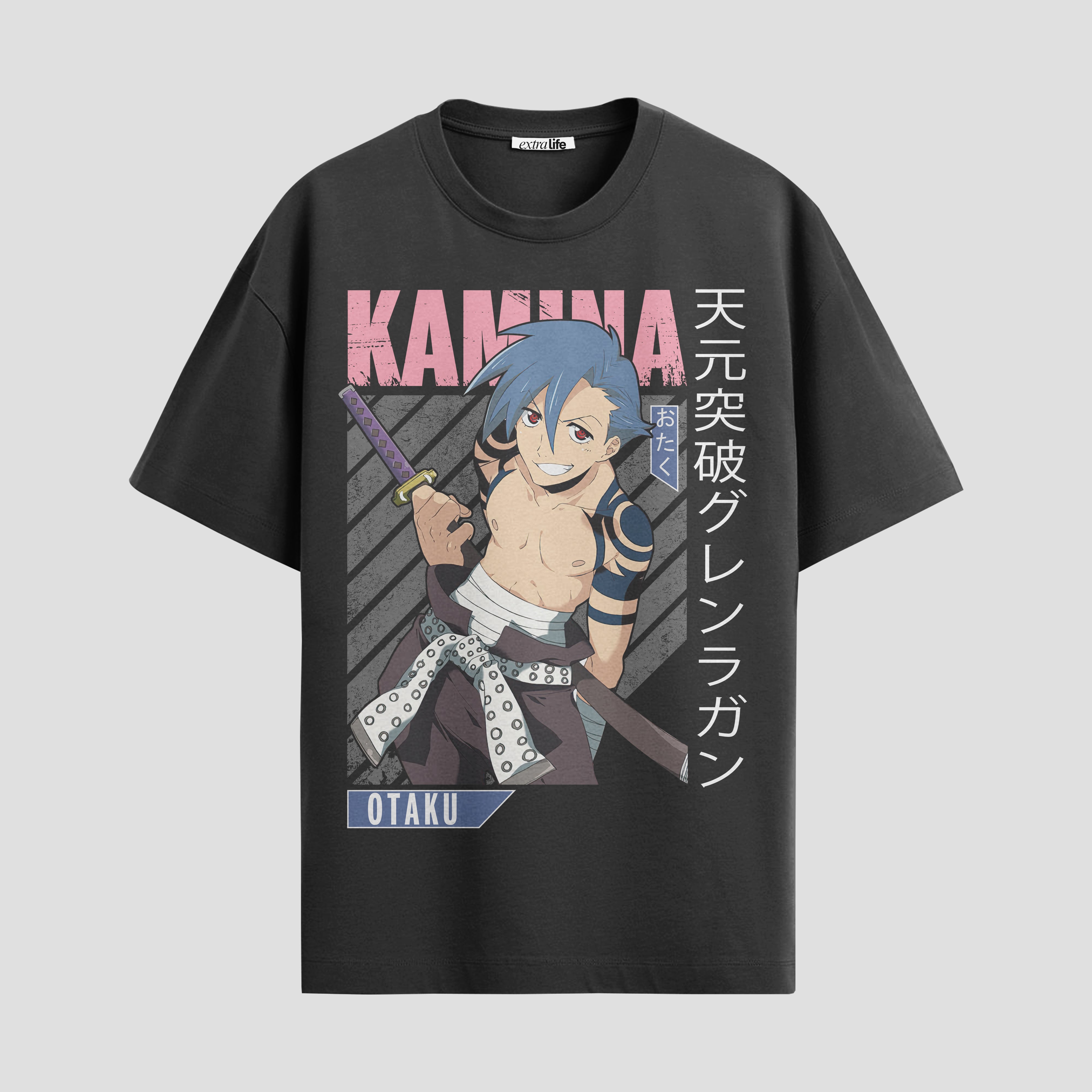 Playera urbana de anime y gaming ExtraLife MX, corte Standard Fit unisex ligero y transpirable en color Deep Black y Pure White, ropa de uso diario para gym y casual.