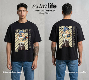 Mas Alla del Cielo | El Gran Hermano del Cielo #02048 - Playera Oversized Premium | Deep Black - Foto en modelo