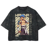 Playera streetwear premium de anime y gaming ExtraLife MX, corte boxy deluxe mineral wash heavyweight en color Acid Wash, moda urbana mexicana de culto.