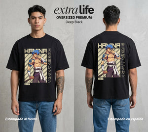 Mas Alla del Cielo | Alma del Spiral #02049 - Playera Oversized Premium | Deep Black - Foto en modelo