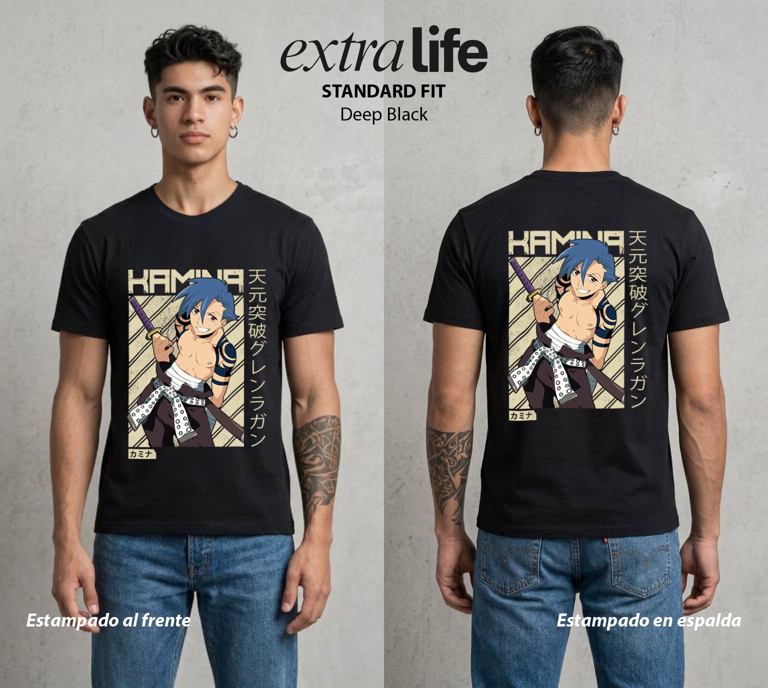 Mas Alla del Cielo | El Que Inspira al Mundo #02050 - Playera Standard Fit | Deep Black - Foto en modelo