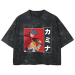 Playera streetwear premium de anime y gaming ExtraLife MX, corte boxy deluxe mineral wash heavyweight en color Acid Wash, moda urbana mexicana de culto.