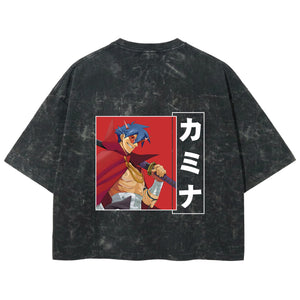 Playera streetwear premium de anime y gaming ExtraLife MX, corte boxy deluxe mineral wash heavyweight en color Acid Wash, moda urbana mexicana de culto.