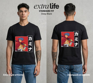 Mas Alla del Cielo | El Hombre que Mueve el Corazon #02051 - Playera Standard Fit | Deep Black - Foto en modelo