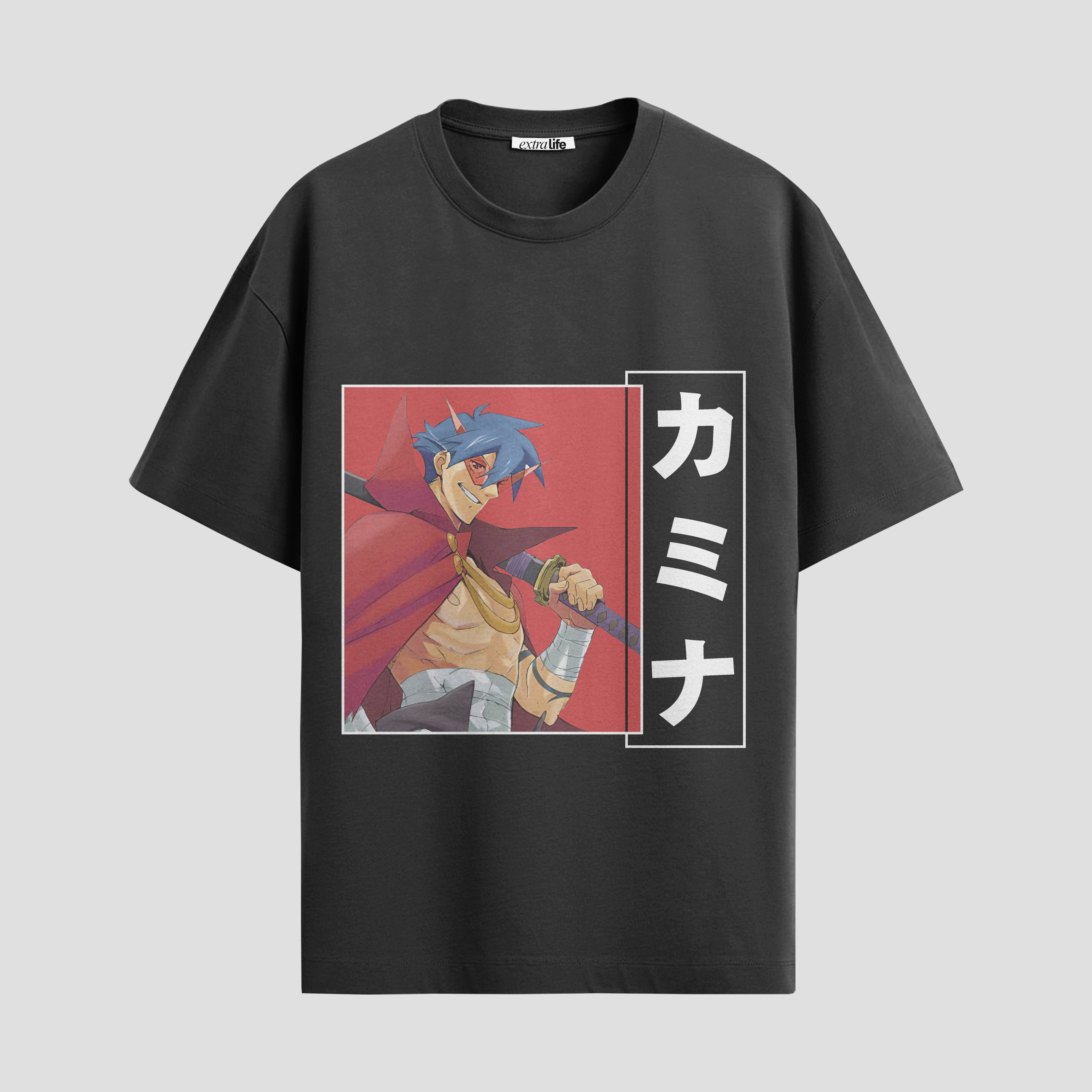 Playera urbana de anime y gaming ExtraLife MX, corte Standard Fit unisex ligero y transpirable en color Deep Black y Pure White, ropa de uso diario para gym y casual.