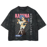 Playera streetwear premium de anime y gaming ExtraLife MX, corte boxy deluxe mineral wash heavyweight en color Acid Wash, moda urbana mexicana de culto.
