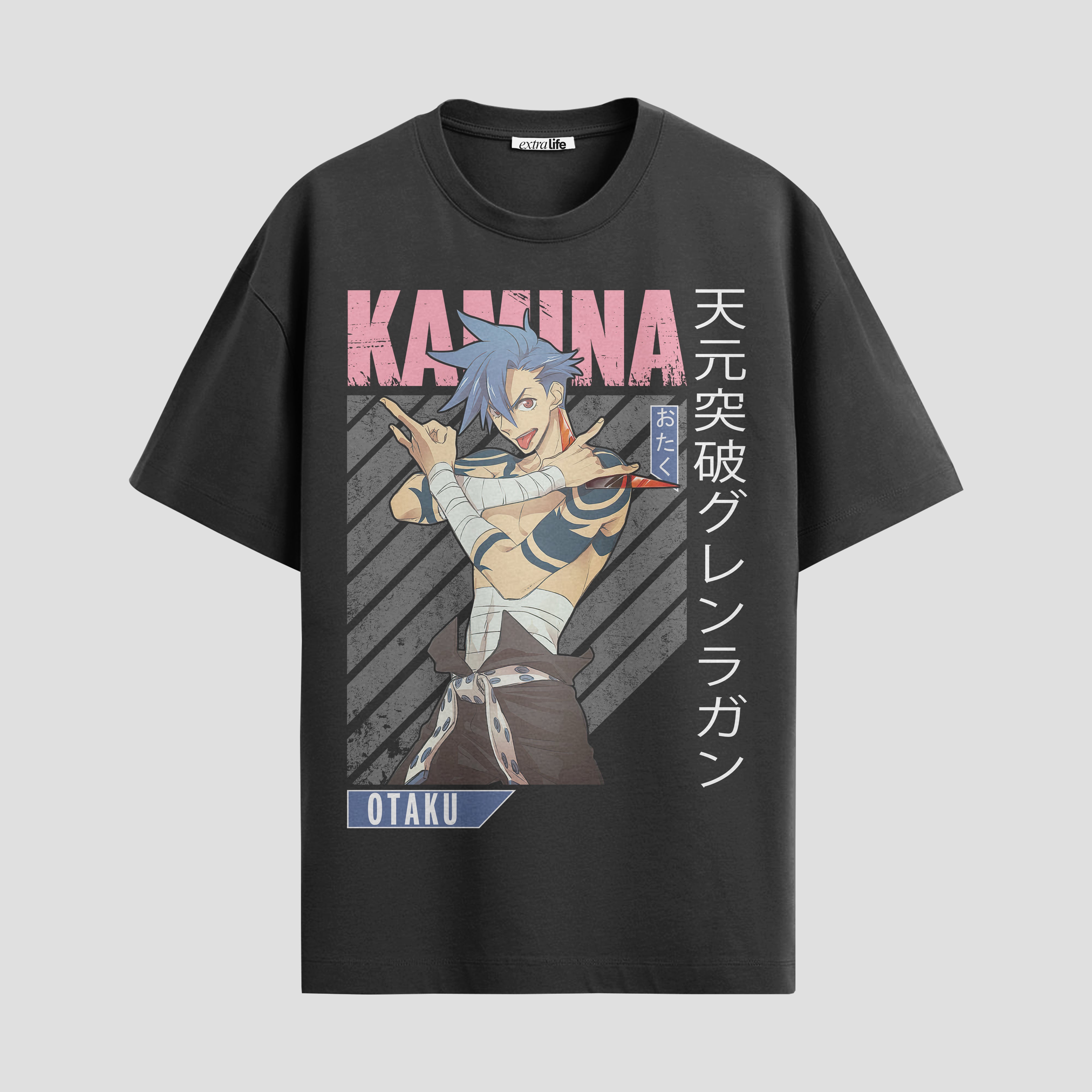 Playera urbana de anime y gaming ExtraLife MX, corte Standard Fit unisex ligero y transpirable en color Deep Black y Pure White, ropa de uso diario para gym y casual.