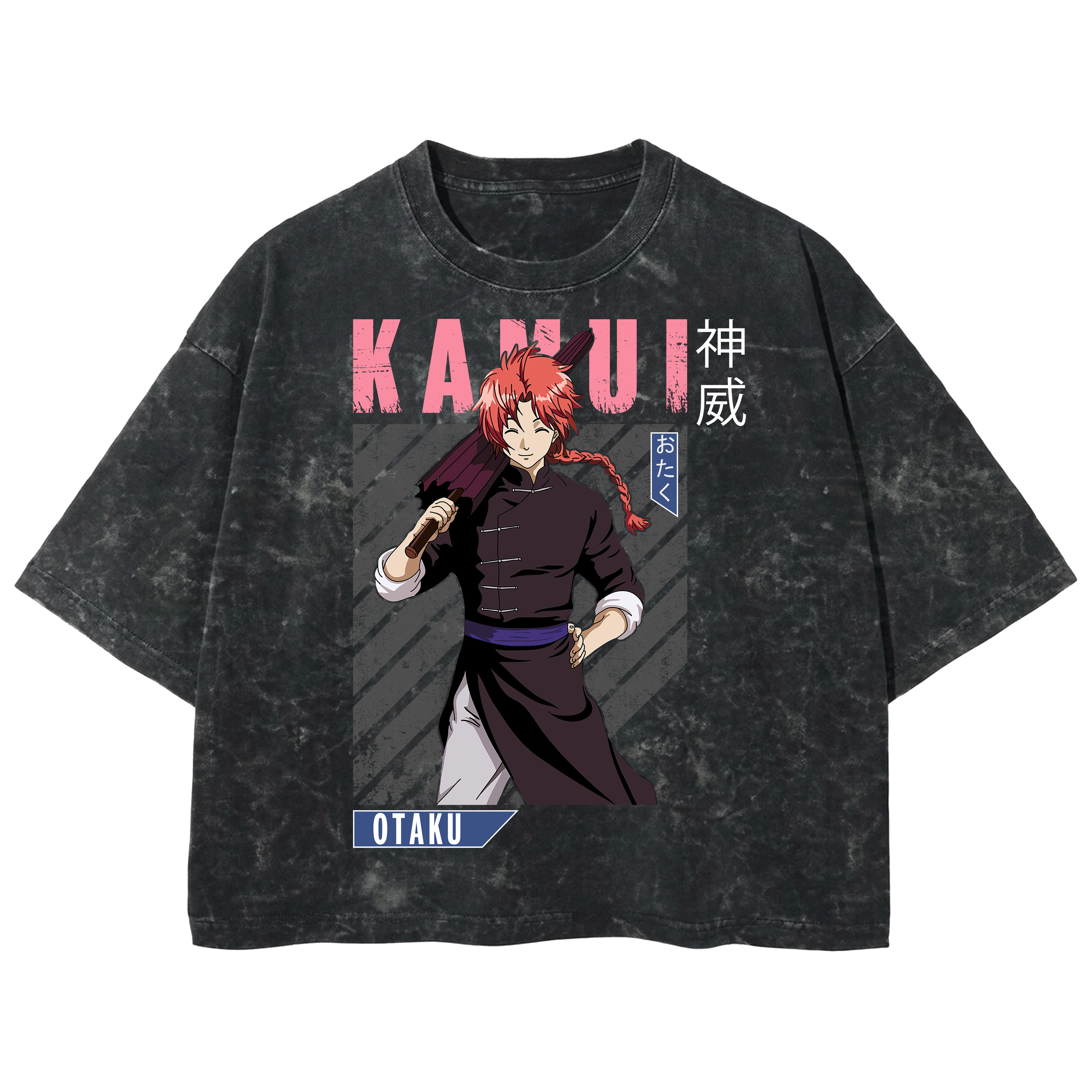 Playera streetwear premium de anime y gaming ExtraLife MX, corte boxy deluxe mineral wash heavyweight en color Acid Wash, moda urbana mexicana de culto.