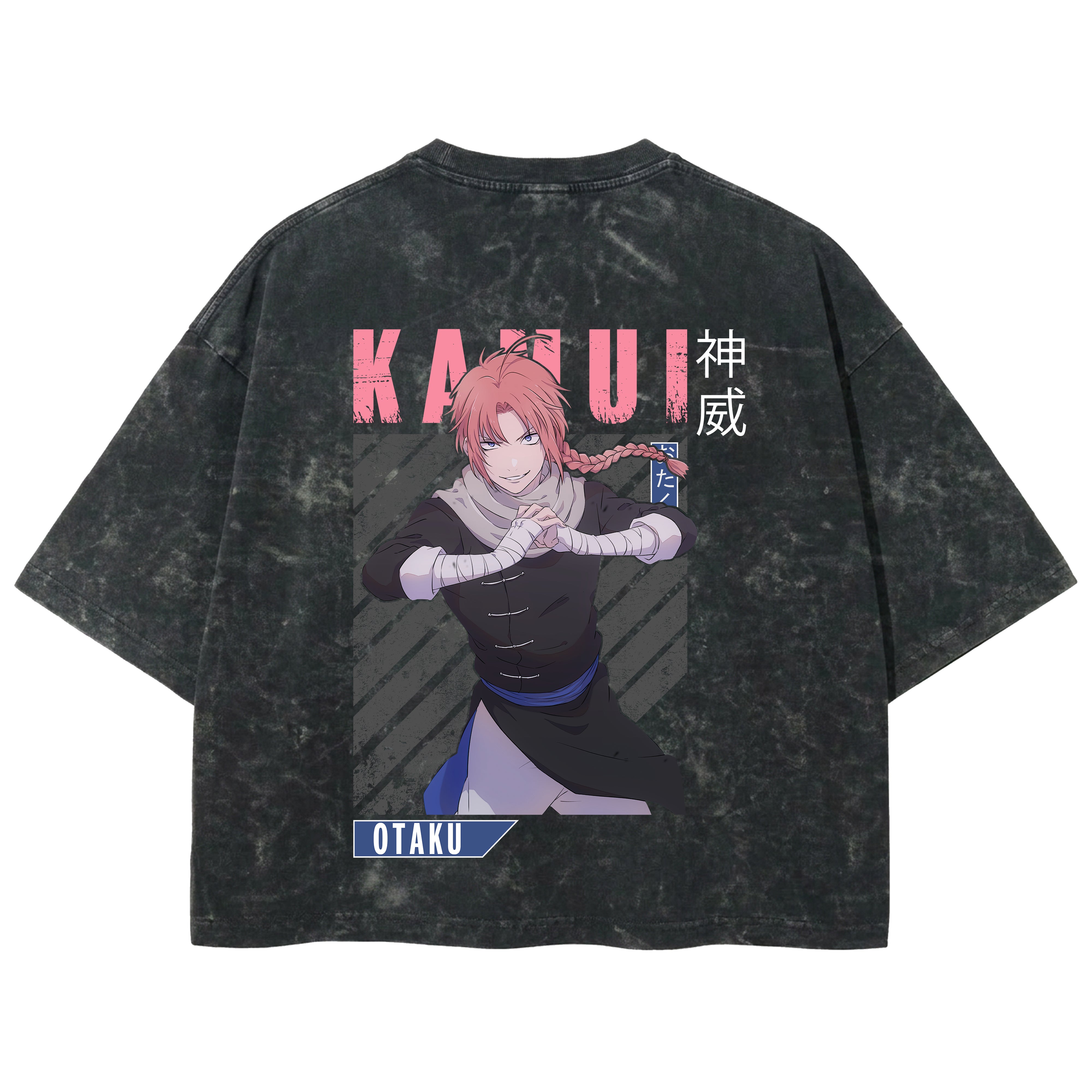 Playera streetwear premium de anime y gaming ExtraLife MX, corte boxy deluxe mineral wash heavyweight en color Acid Wash, moda urbana mexicana de culto.