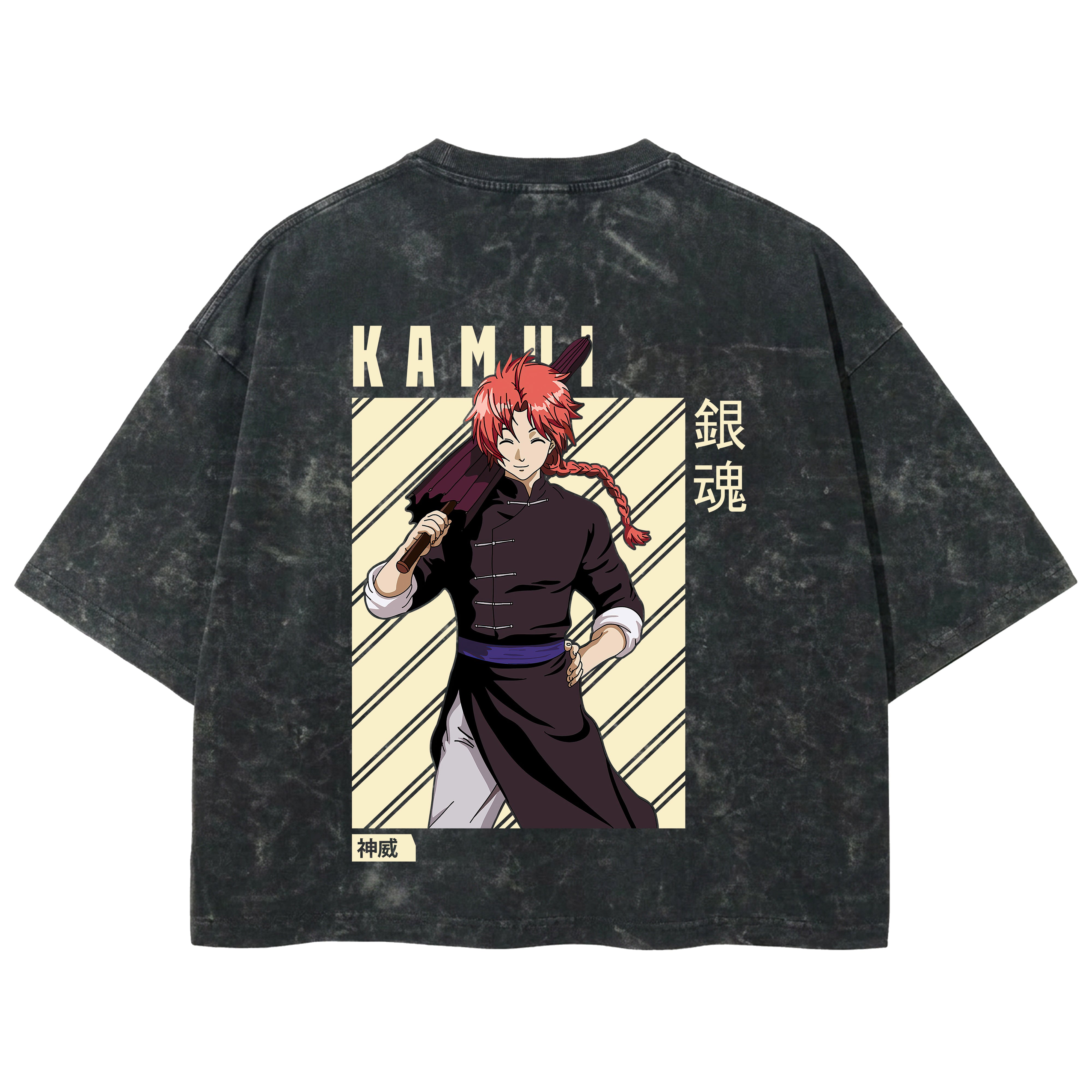 Playera streetwear premium de anime y gaming ExtraLife MX, corte boxy deluxe mineral wash heavyweight en color Acid Wash, moda urbana mexicana de culto.