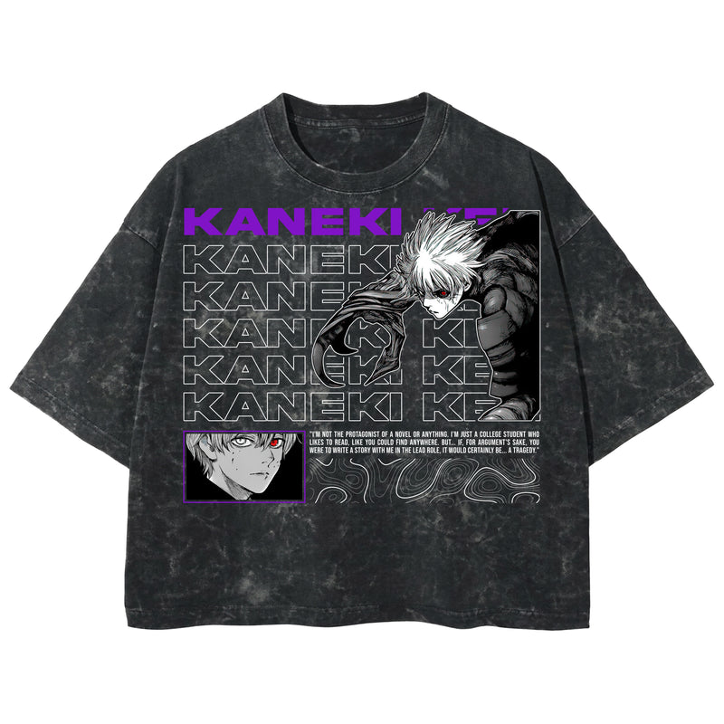Playera streetwear premium de anime y gaming ExtraLife MX, corte boxy deluxe mineral wash heavyweight en color Acid Wash, moda urbana mexicana de culto.