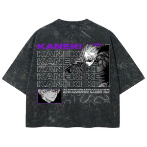 Playera streetwear premium de anime y gaming ExtraLife MX, corte boxy deluxe mineral wash heavyweight en color Acid Wash, moda urbana mexicana de culto.
