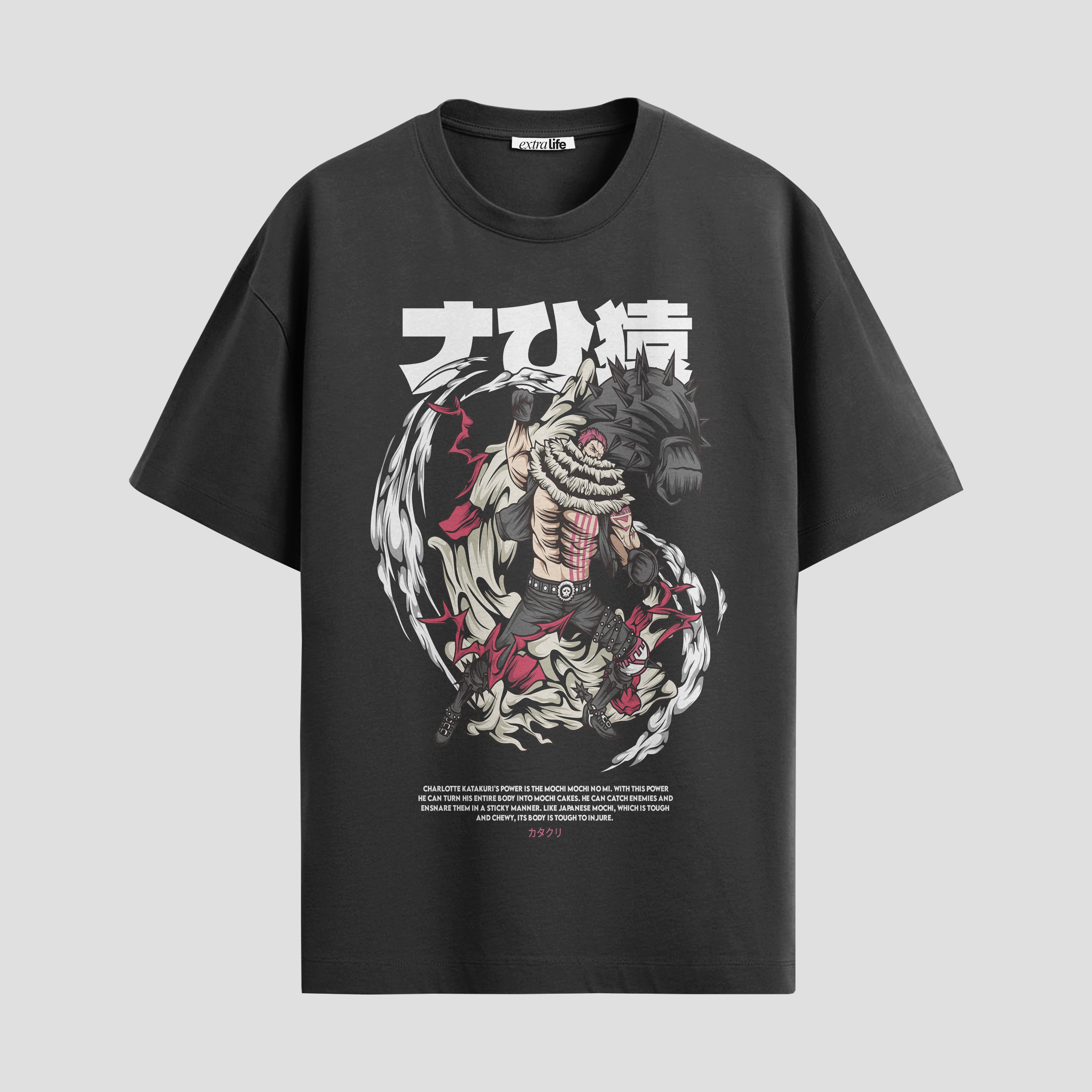 Playera urbana de anime y gaming ExtraLife MX, corte Standard Fit unisex ligero y transpirable en color Deep Black y Pure White, ropa de uso diario para gym y casual.