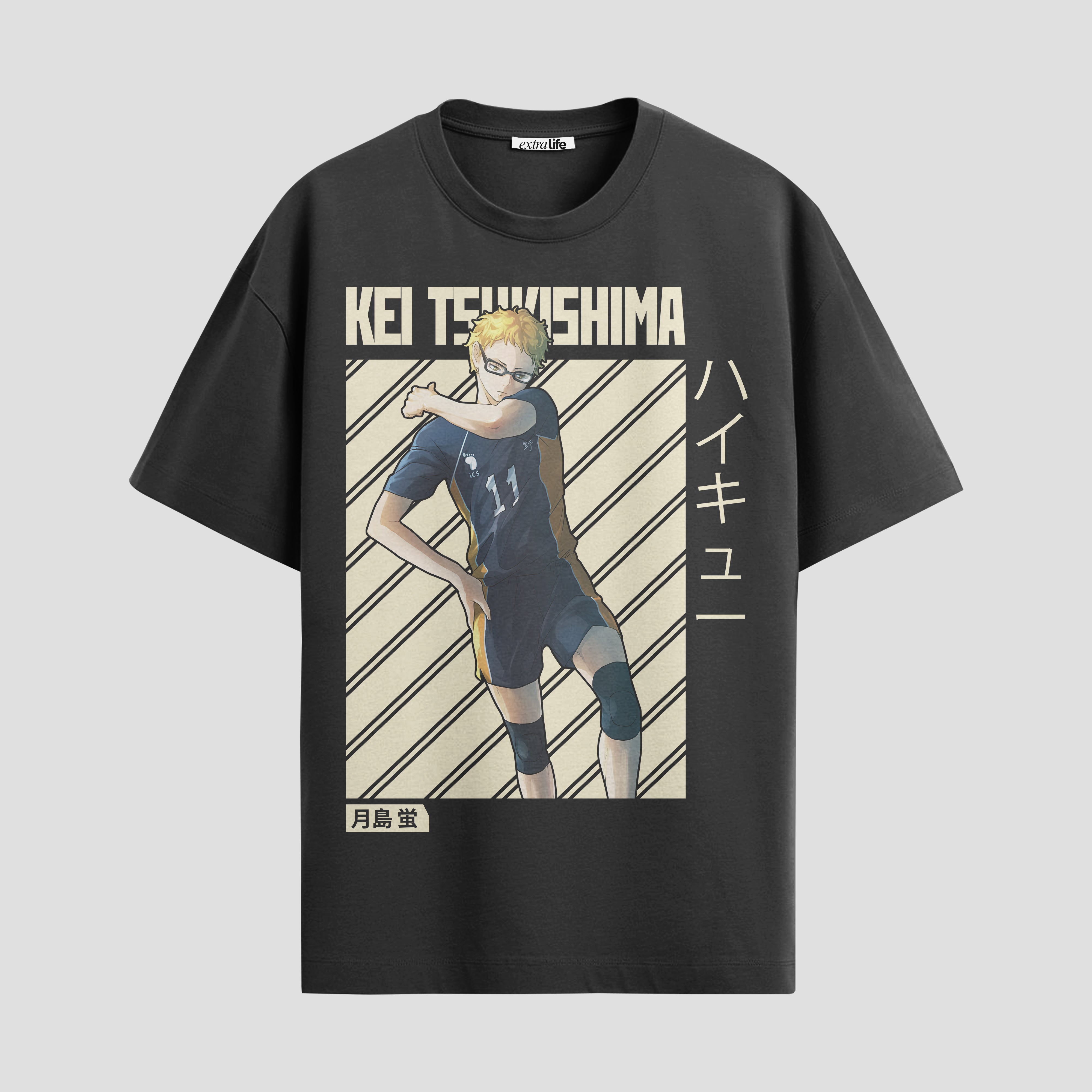 Playera urbana de anime y gaming ExtraLife MX, corte Standard Fit unisex ligero y transpirable en color Deep Black y Pure White, ropa de uso diario para gym y casual.