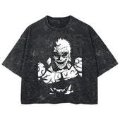 Playera streetwear premium de anime y gaming ExtraLife MX, corte boxy deluxe mineral wash heavyweight en color Acid Wash, moda urbana mexicana de culto.