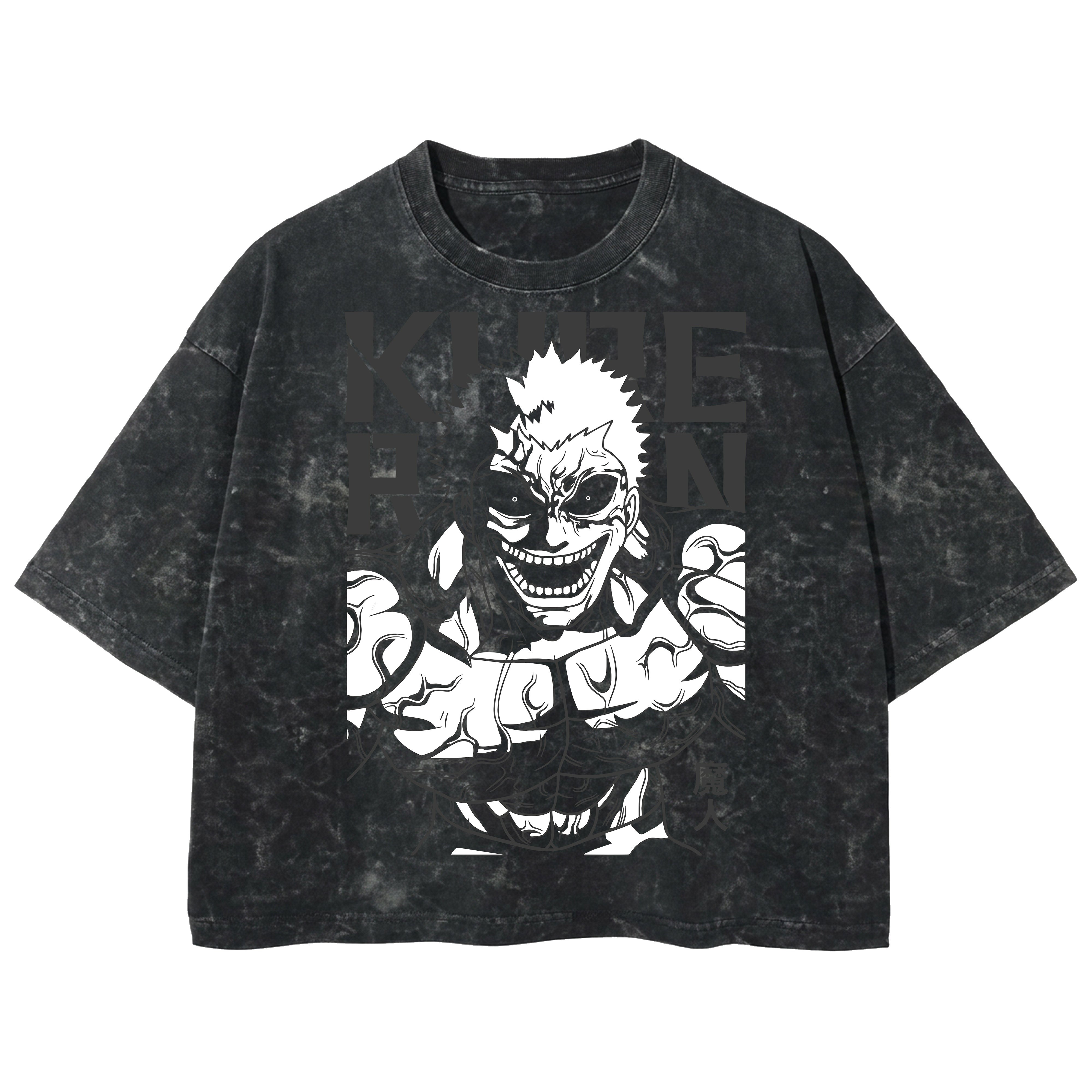 Playera streetwear premium de anime y gaming ExtraLife MX, corte boxy deluxe mineral wash heavyweight en color Acid Wash, moda urbana mexicana de culto.