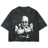 Playera streetwear premium de anime y gaming ExtraLife MX, corte boxy deluxe mineral wash heavyweight en color Acid Wash, moda urbana mexicana de culto.