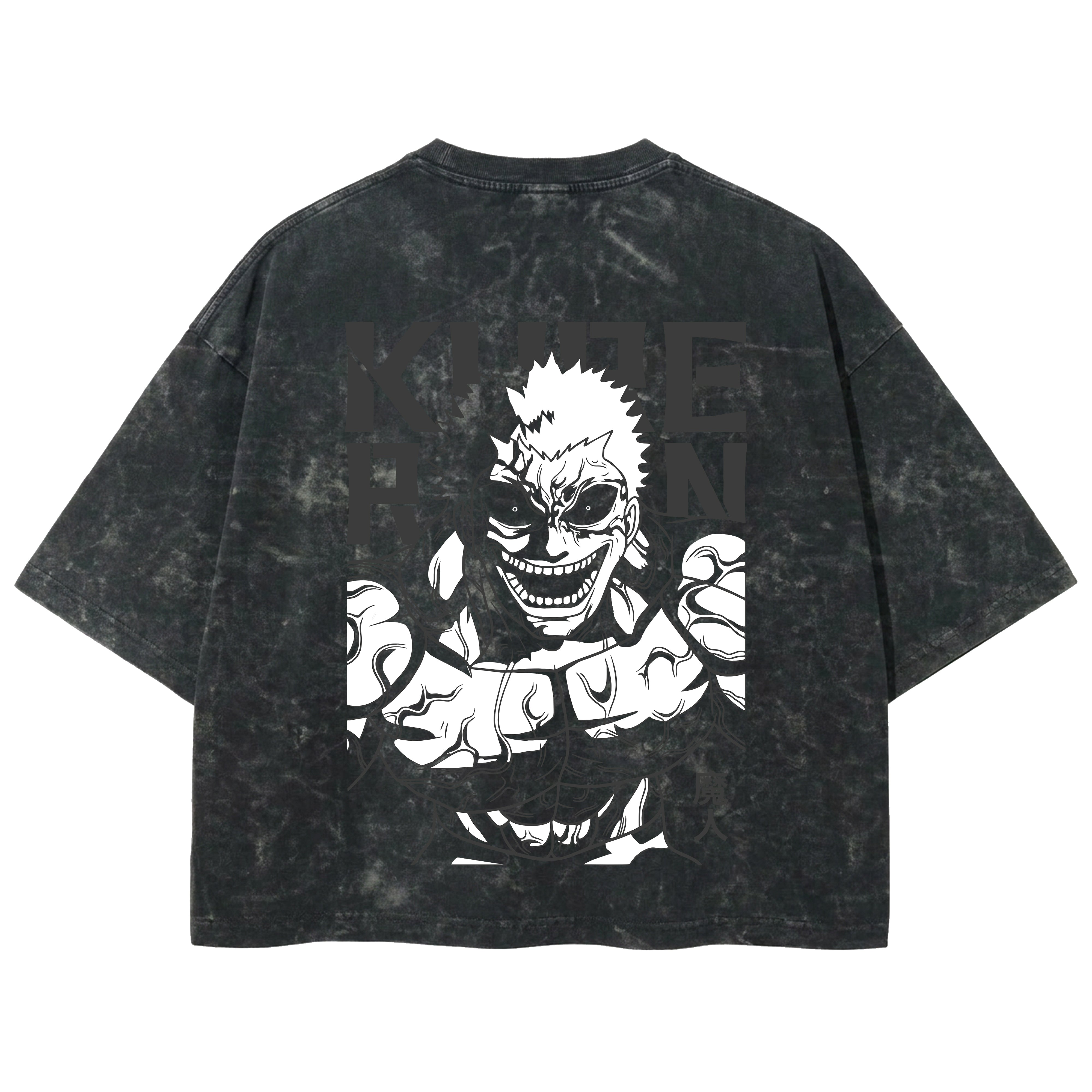 Playera streetwear premium de anime y gaming ExtraLife MX, corte boxy deluxe mineral wash heavyweight en color Acid Wash, moda urbana mexicana de culto.