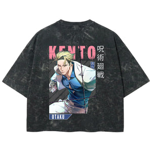 Playera streetwear premium de anime y gaming ExtraLife MX, corte boxy deluxe mineral wash heavyweight en color Acid Wash, moda urbana mexicana de culto.