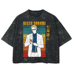 Playera streetwear premium de anime y gaming ExtraLife MX, corte boxy deluxe mineral wash heavyweight en color Acid Wash, moda urbana mexicana de culto.